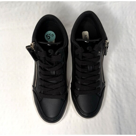 Nine West Women’s Tons High Top Hidden Wedge Sneakers Black Size 5.5M Shoes - Picture 4 of 11